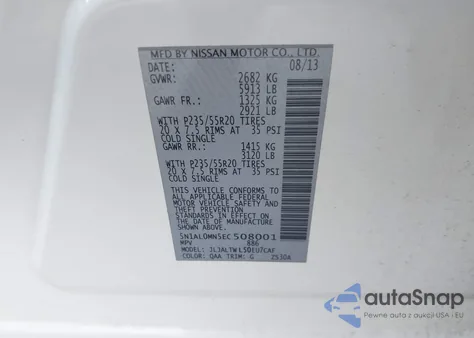 2014 Infiniti Qx60 from USA, damaged, VIN 5N1AL0MN5EC508001